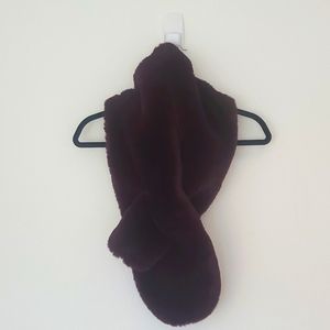 Burgundy Faux Fur Scarf by Zara
